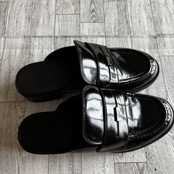 DKNY Shoes Women’s Size 8.5 M Black Patent Leather Mules Slip On Comfort Loafers - Picture 4 of 10
